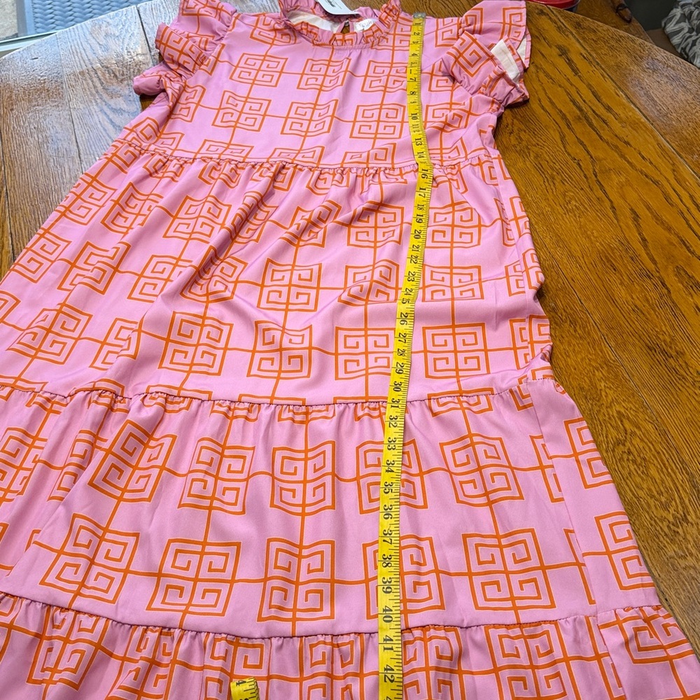 Top it Off pink and orange maxi dress. Ruffle and tiers. Size Large. New w/tag - Picture 6 of 8